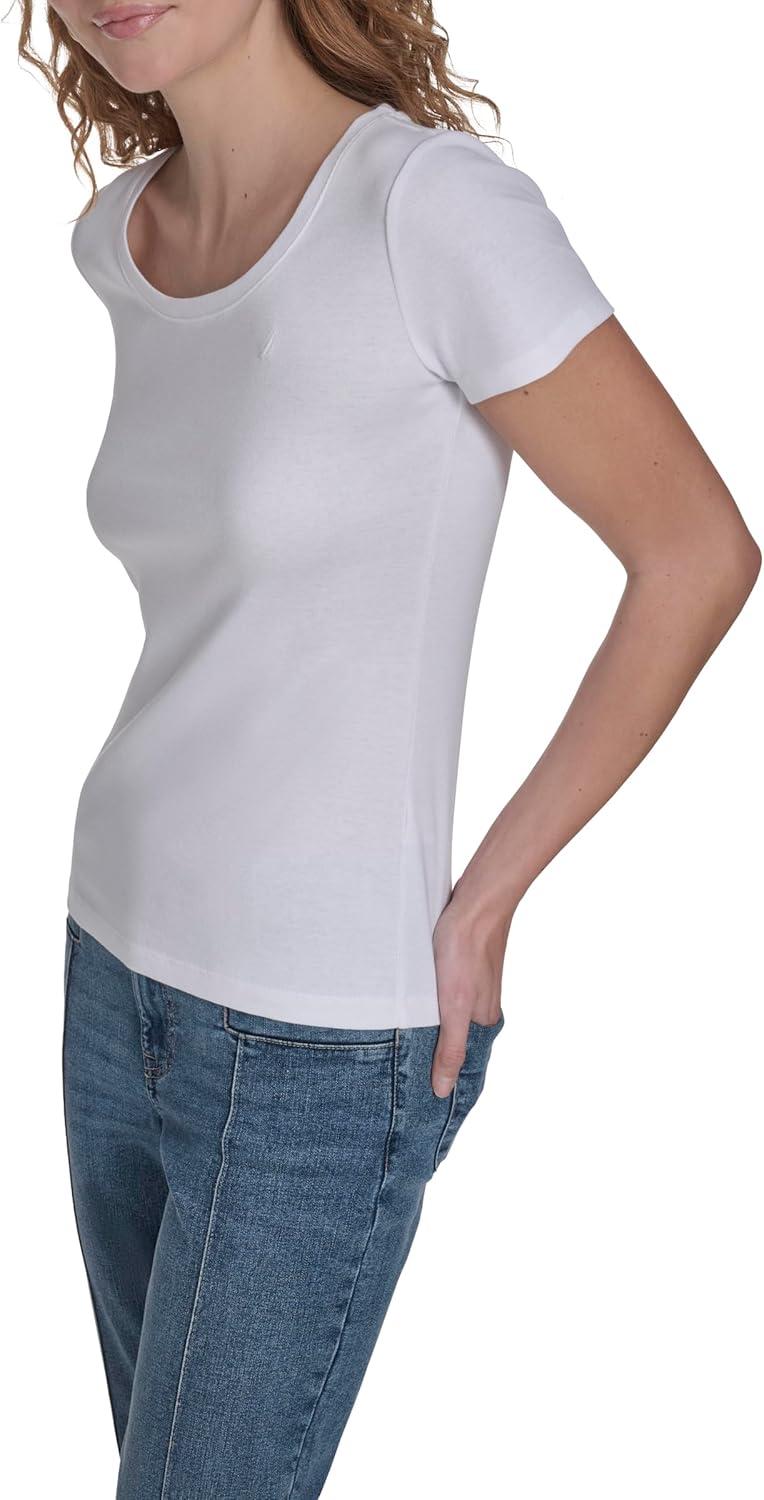 imageNautica Womens Short Sleeve Solid Cotton Scoop Neck TShirtBright White