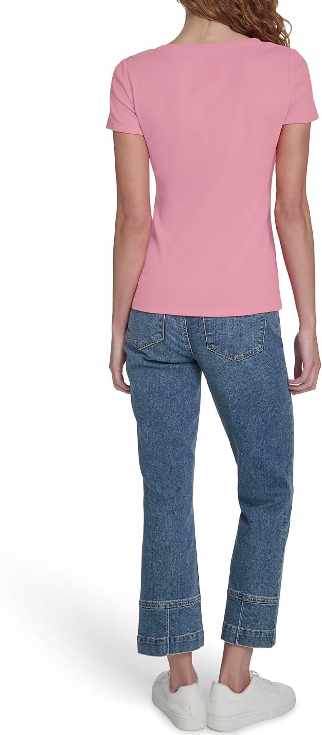 imageNautica Womens Short Sleeve Solid Cotton Scoop Neck TShirtEnglish Rose