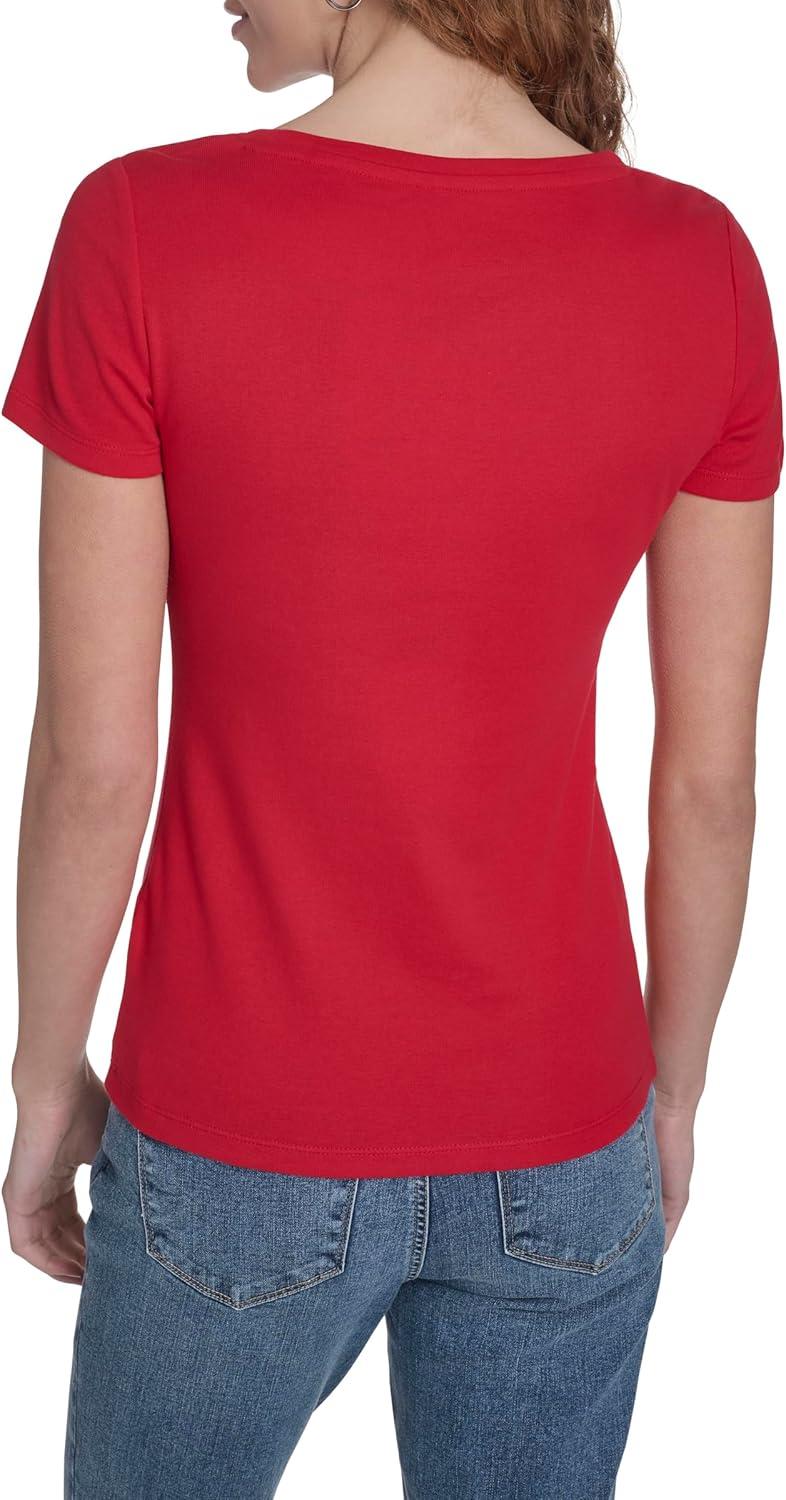 imageNautica Womens Short Sleeve Solid Cotton Scoop Neck TShirtEnglish Rose