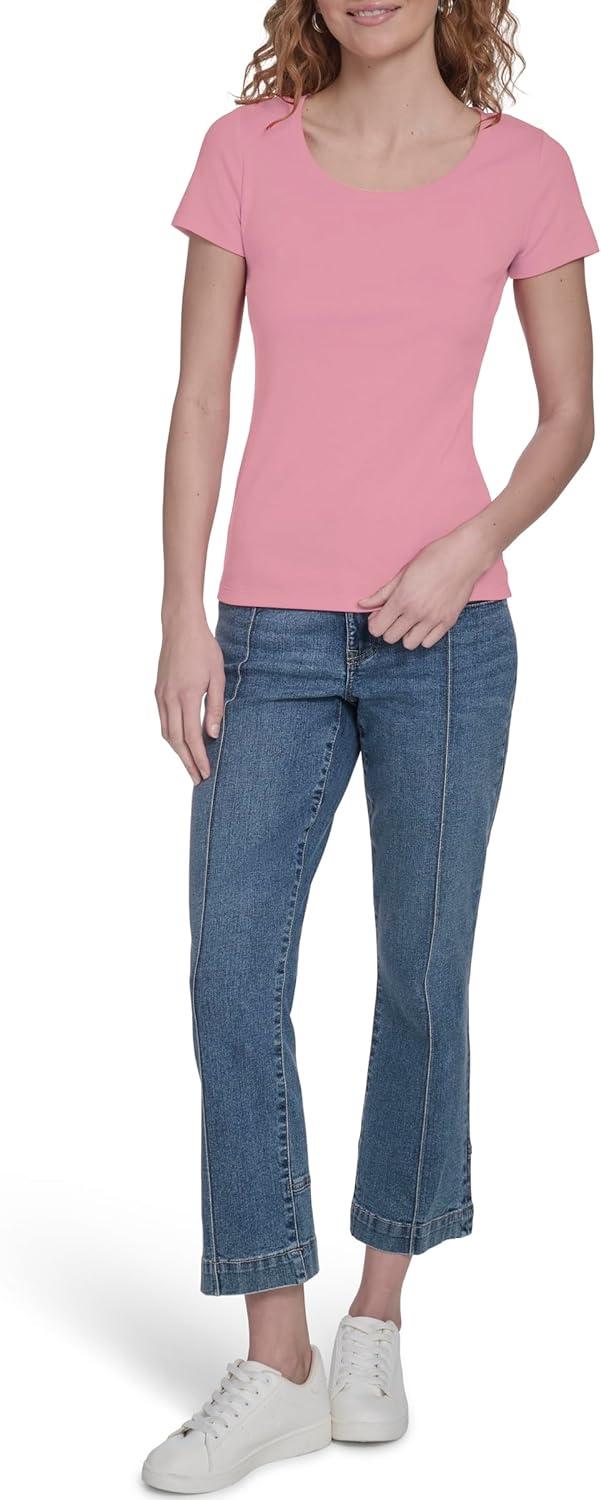 imageNautica Womens Short Sleeve Solid Cotton Scoop Neck TShirtEnglish Rose