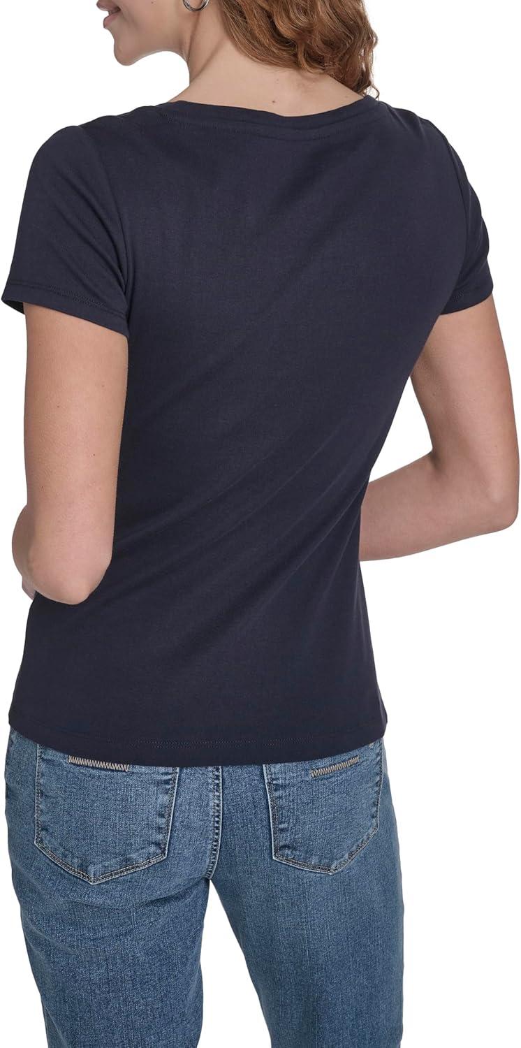 imageNautica Womens Short Sleeve Solid Cotton Scoop Neck TShirtNight Sky