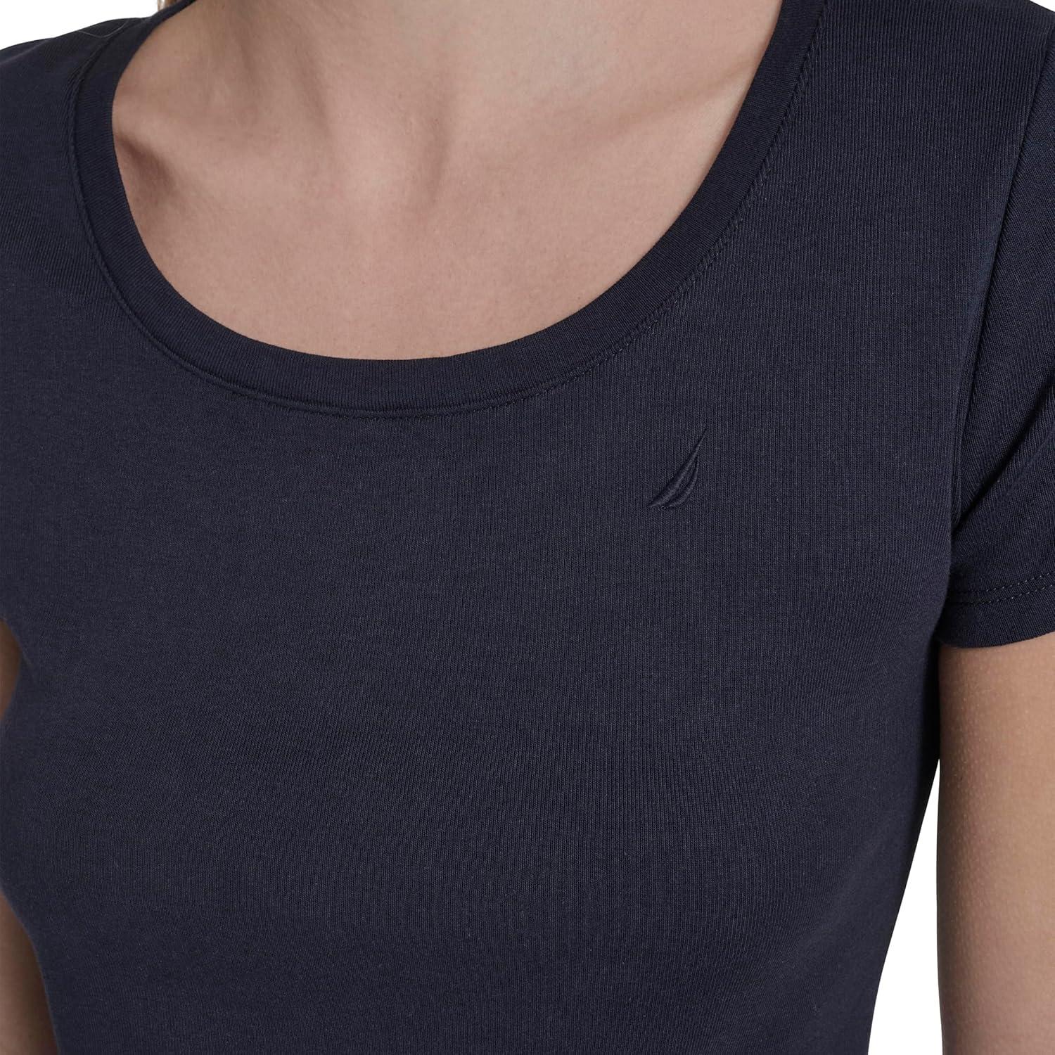 imageNautica Womens Short Sleeve Solid Cotton Scoop Neck TShirtNight Sky
