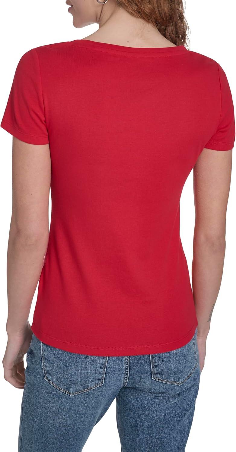 imageNautica Womens Short Sleeve Solid Cotton Scoop Neck TShirtScarlet
