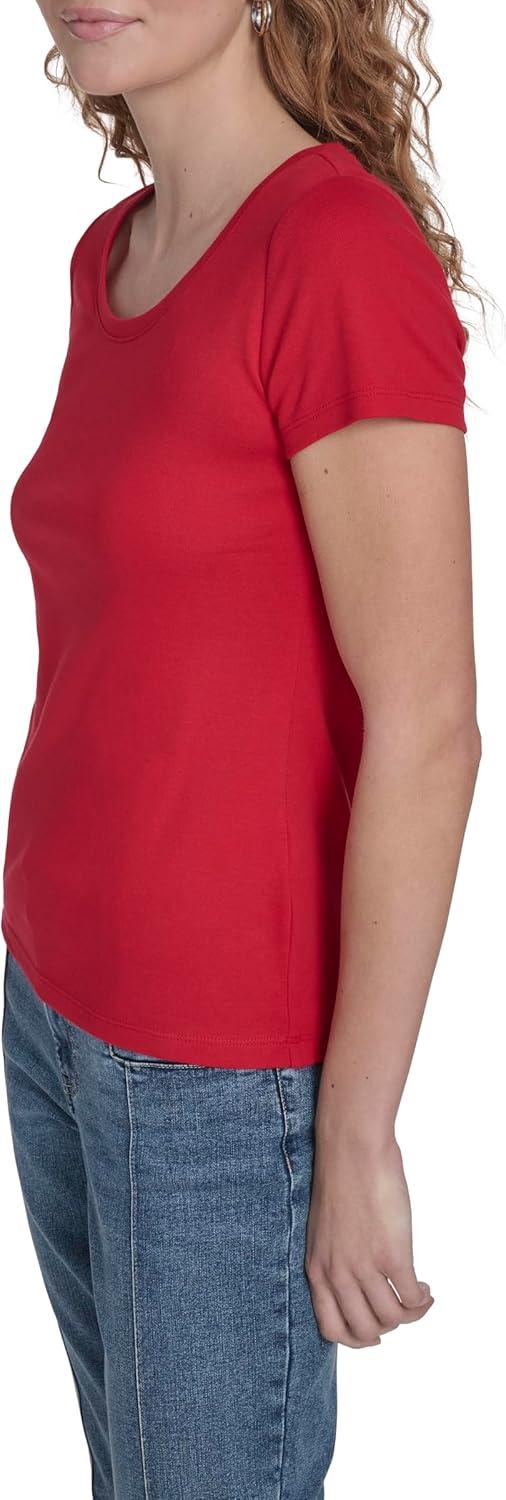 imageNautica Womens Short Sleeve Solid Cotton Scoop Neck TShirtScarlet