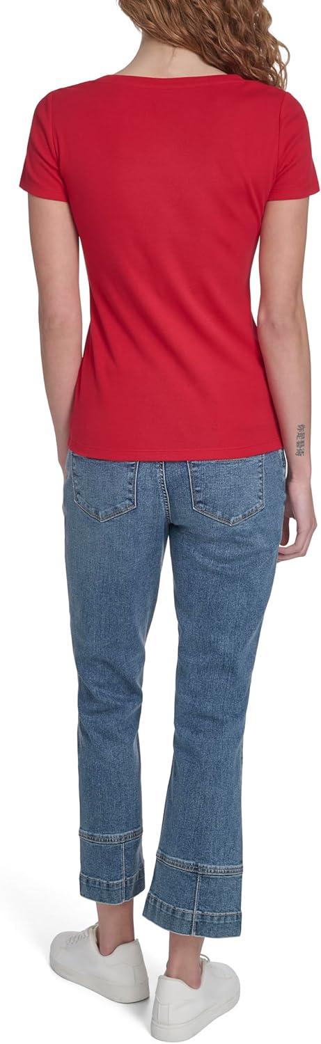 imageNautica Womens Short Sleeve Solid Cotton Scoop Neck TShirtScarlet