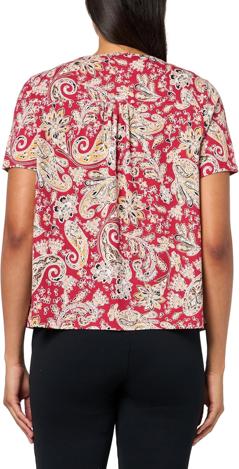 imageNautica Womens Short Sleeve Tie Front Knit TopSamba Multi