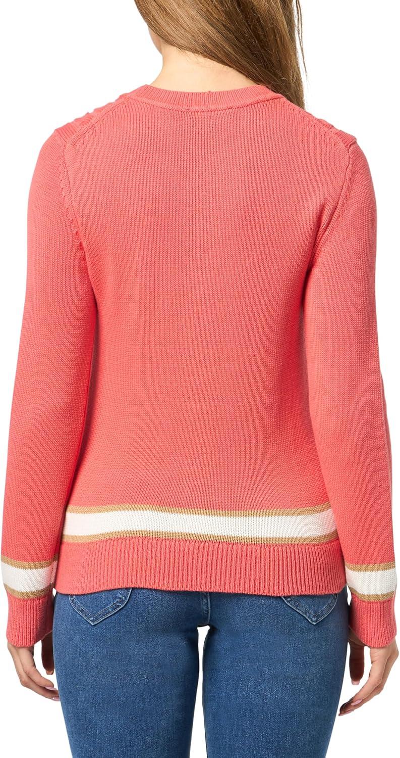 imageNautica Womens Solid Cable Long Sleeve Tipped SweaterCoralie Multi