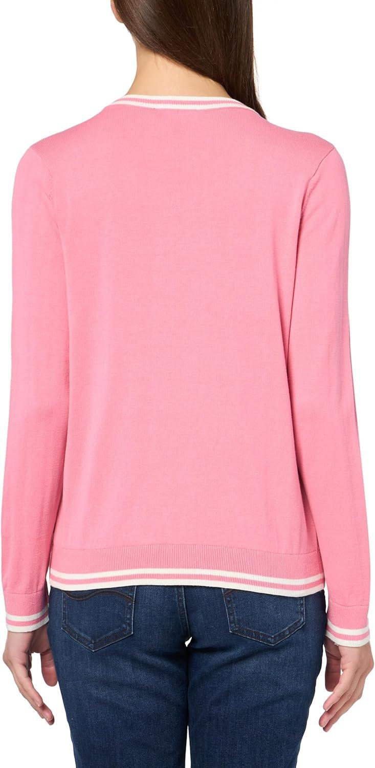 imageNautica Womens Solid Cable Long Sleeve Tipped SweaterPeonyIvory