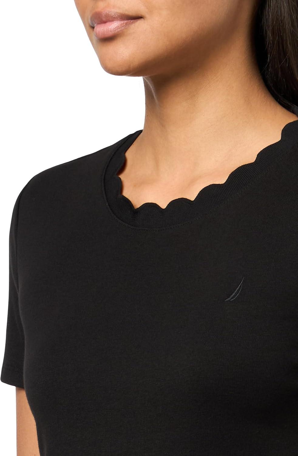imageNautica Womens Solid Short Sleeve Crew Neckline TShirtBlack