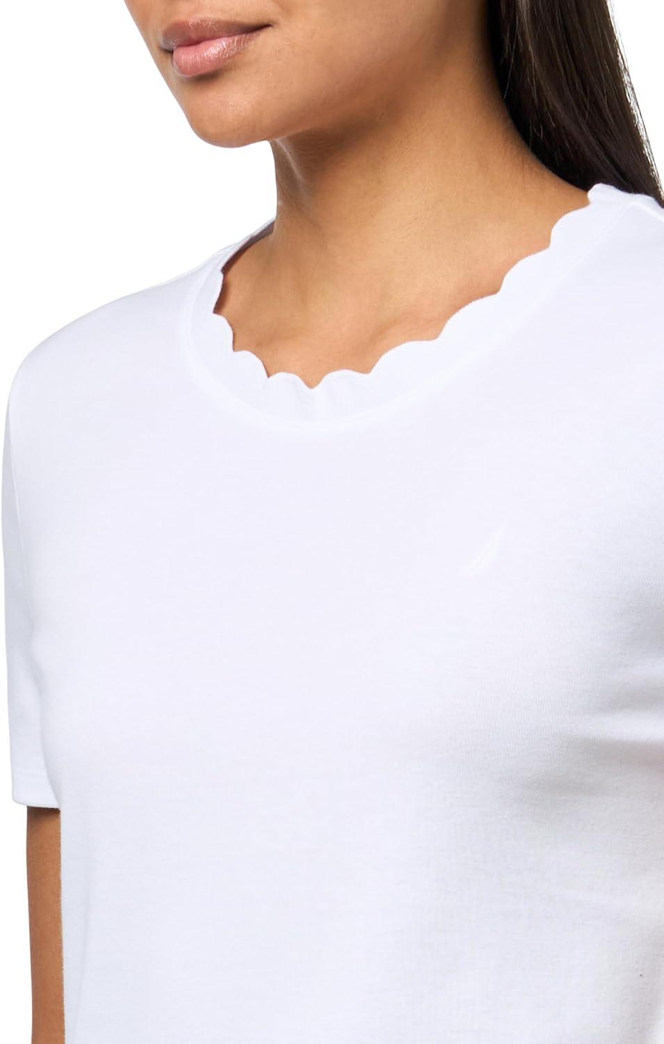 imageNautica Womens Solid Short Sleeve Crew Neckline TShirtBright White