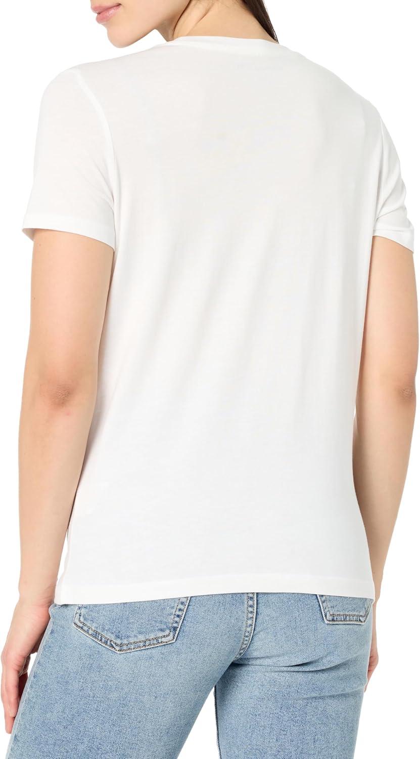 imageNautica Womens Solid Short Sleeve Crew Neckline TShirtBright WhiteBlue Bell