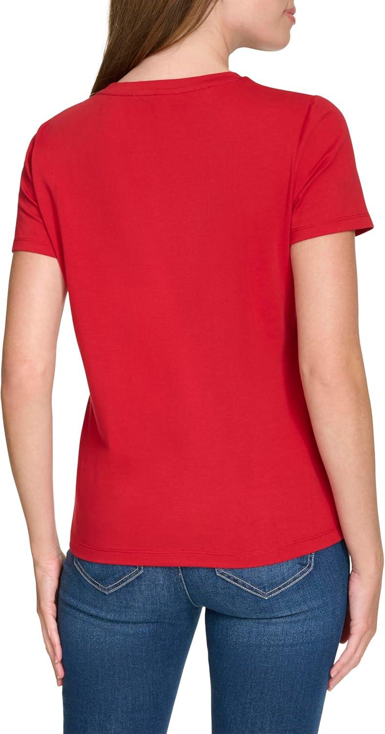 imageNautica Womens Solid Short Sleeve Crew Neckline TShirtHaute Red