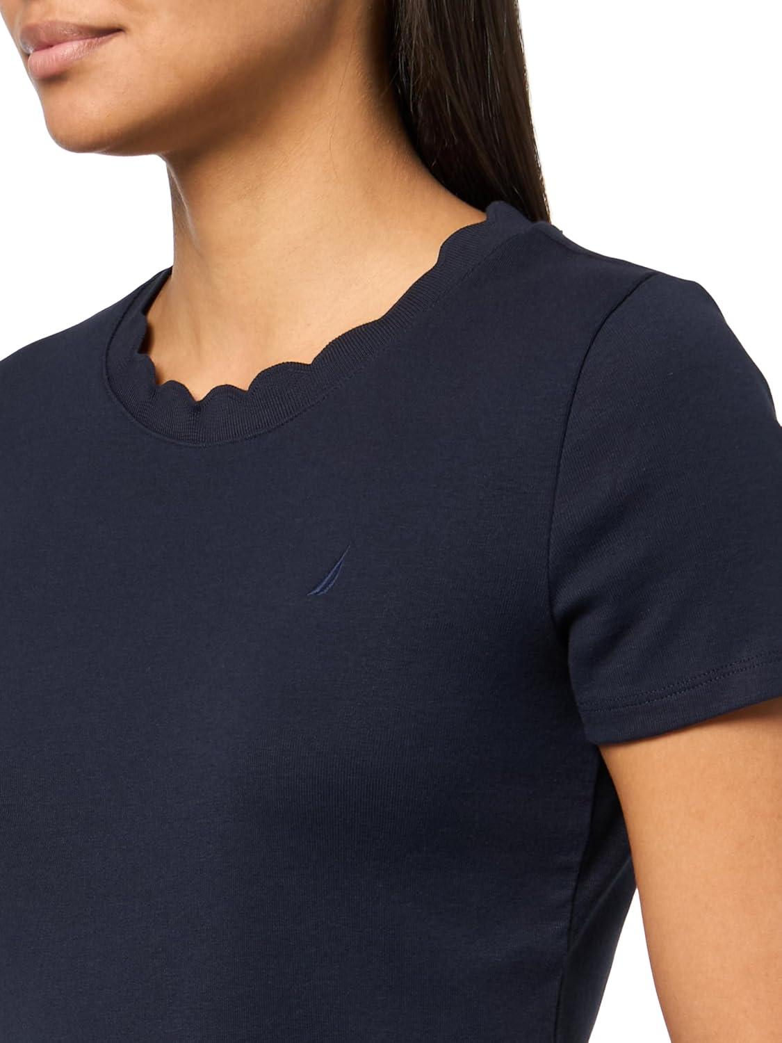 imageNautica Womens Solid Short Sleeve Crew Neckline TShirtNight Sky