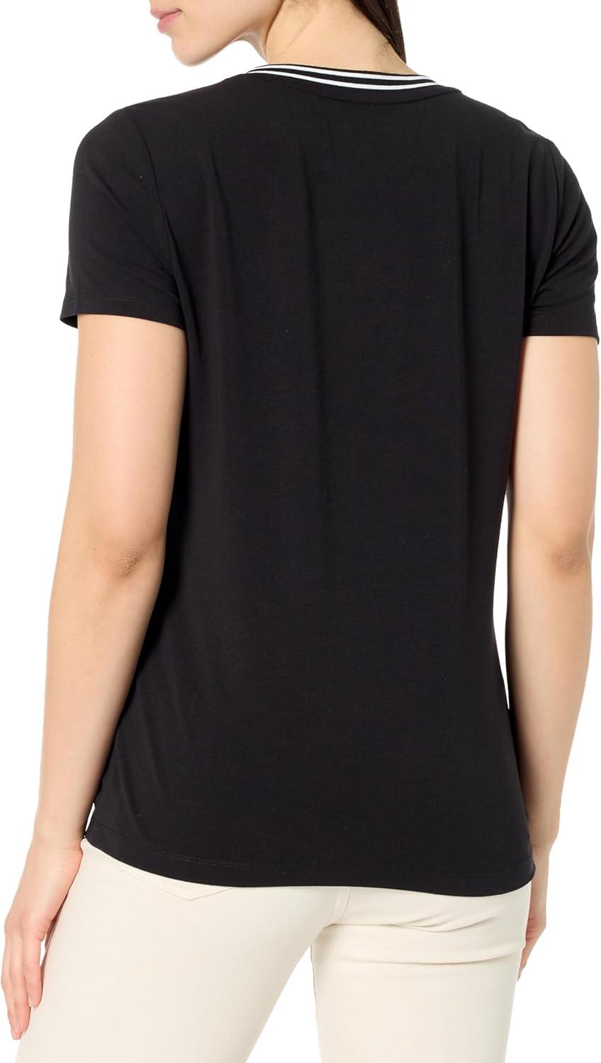 imageNautica Womens Solid VNeck Short Sleeve TShirtBlack