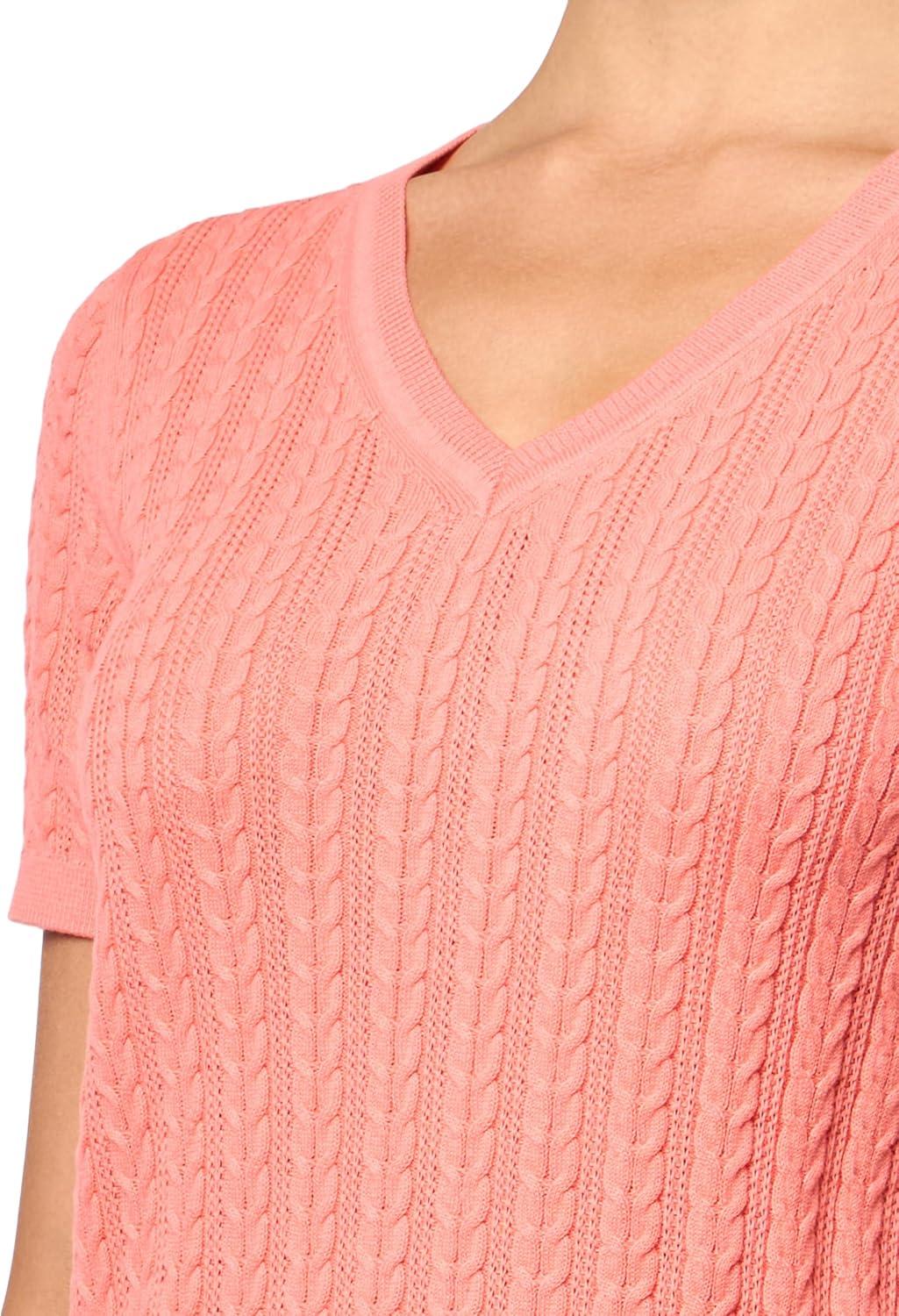 imageNautica Womens Solid VNeck Short Sleeve TShirtBloom