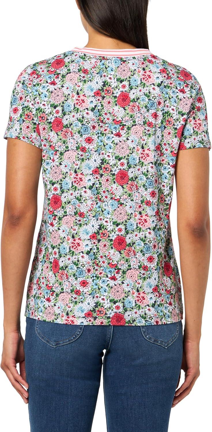 imageNautica Womens Solid VNeck Short Sleeve TShirtBloom Multi