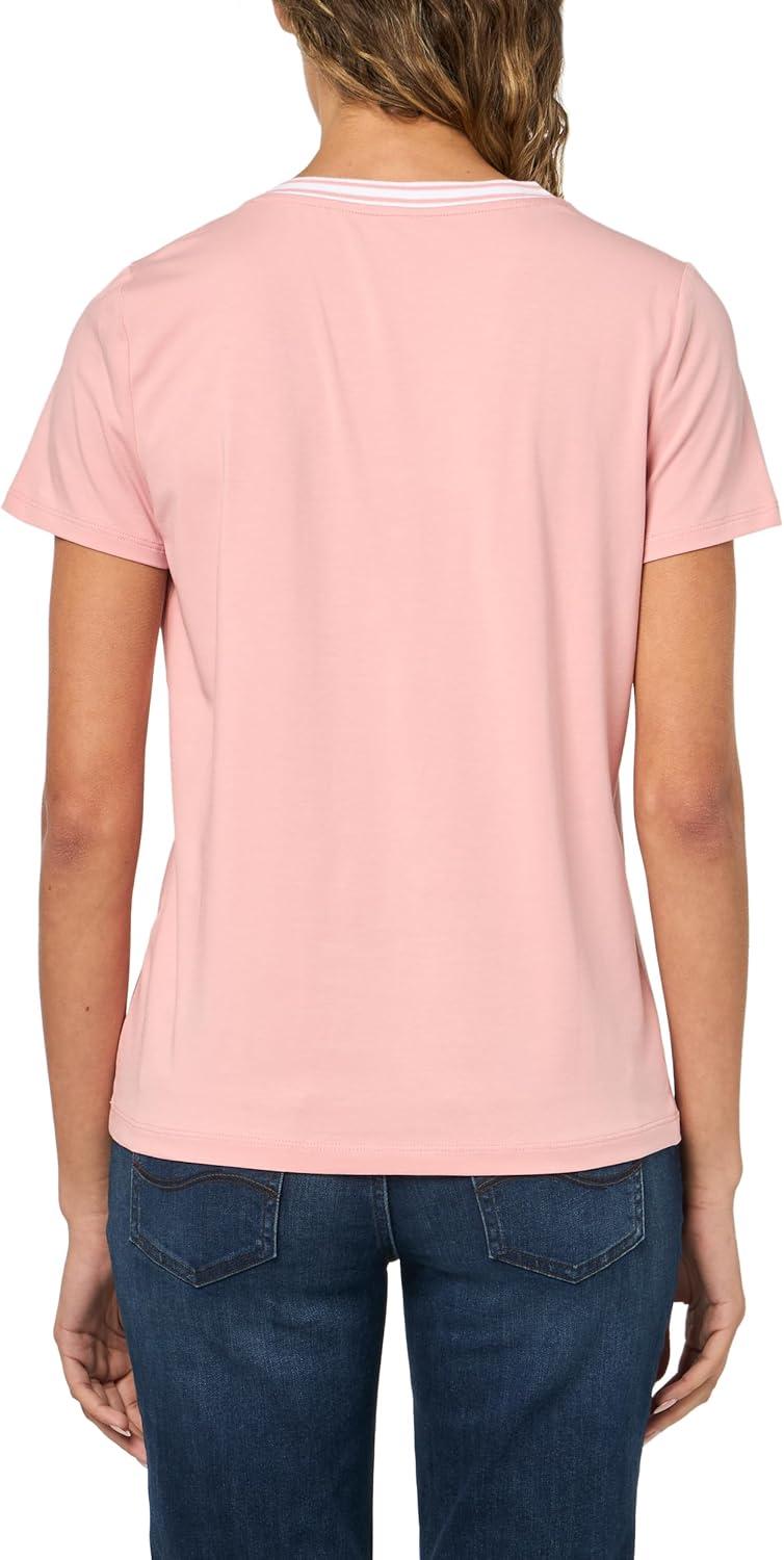 imageNautica Womens Solid VNeck Short Sleeve TShirtBridal Rose