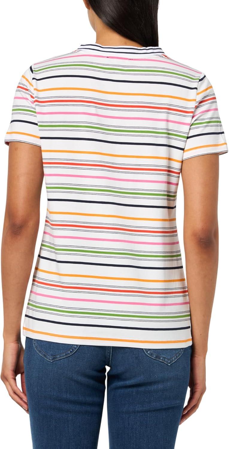 imageNautica Womens Solid VNeck Short Sleeve TShirtBright White Multi