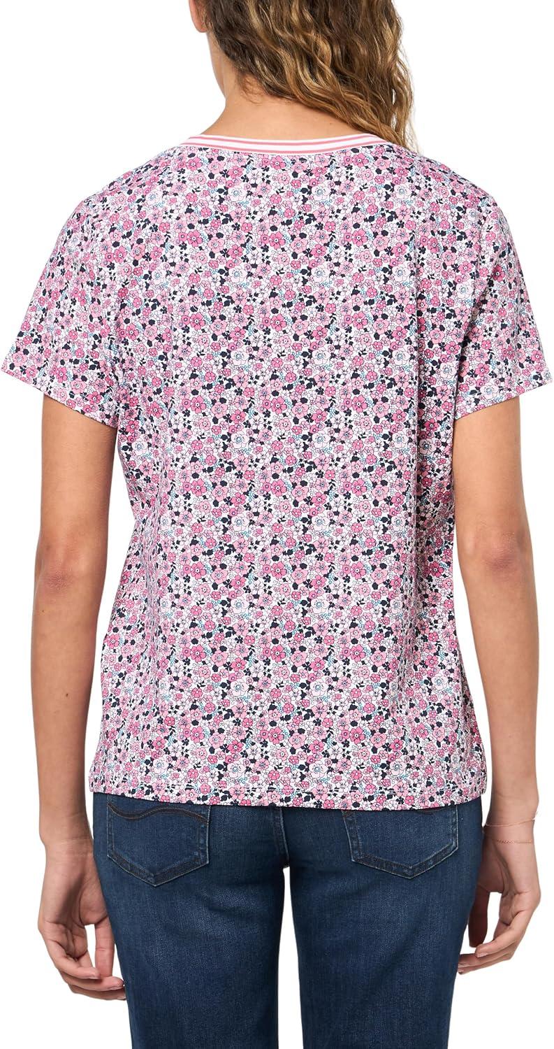 imageNautica Womens Solid VNeck Short Sleeve TShirtCamilla Rose Multi