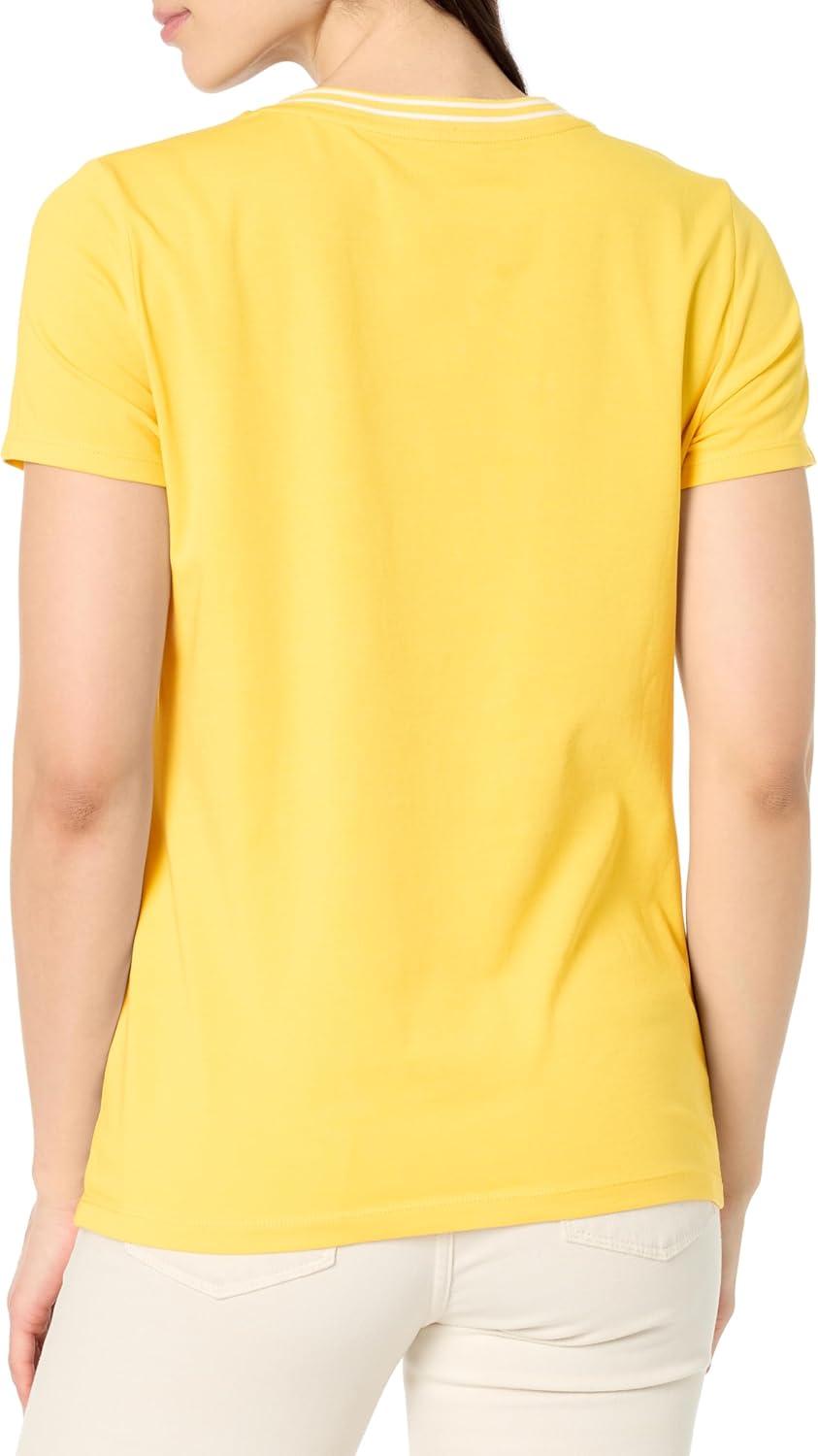 imageNautica Womens Solid VNeck Short Sleeve TShirtDaffodil