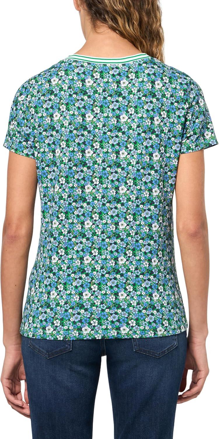 imageNautica Womens Solid VNeck Short Sleeve TShirtFern Multi