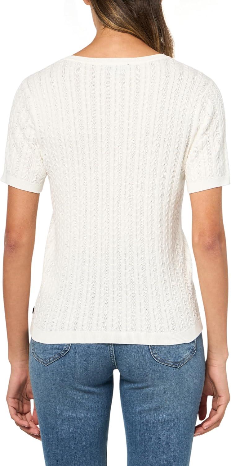imageNautica Womens Solid VNeck Short Sleeve TShirtIvory