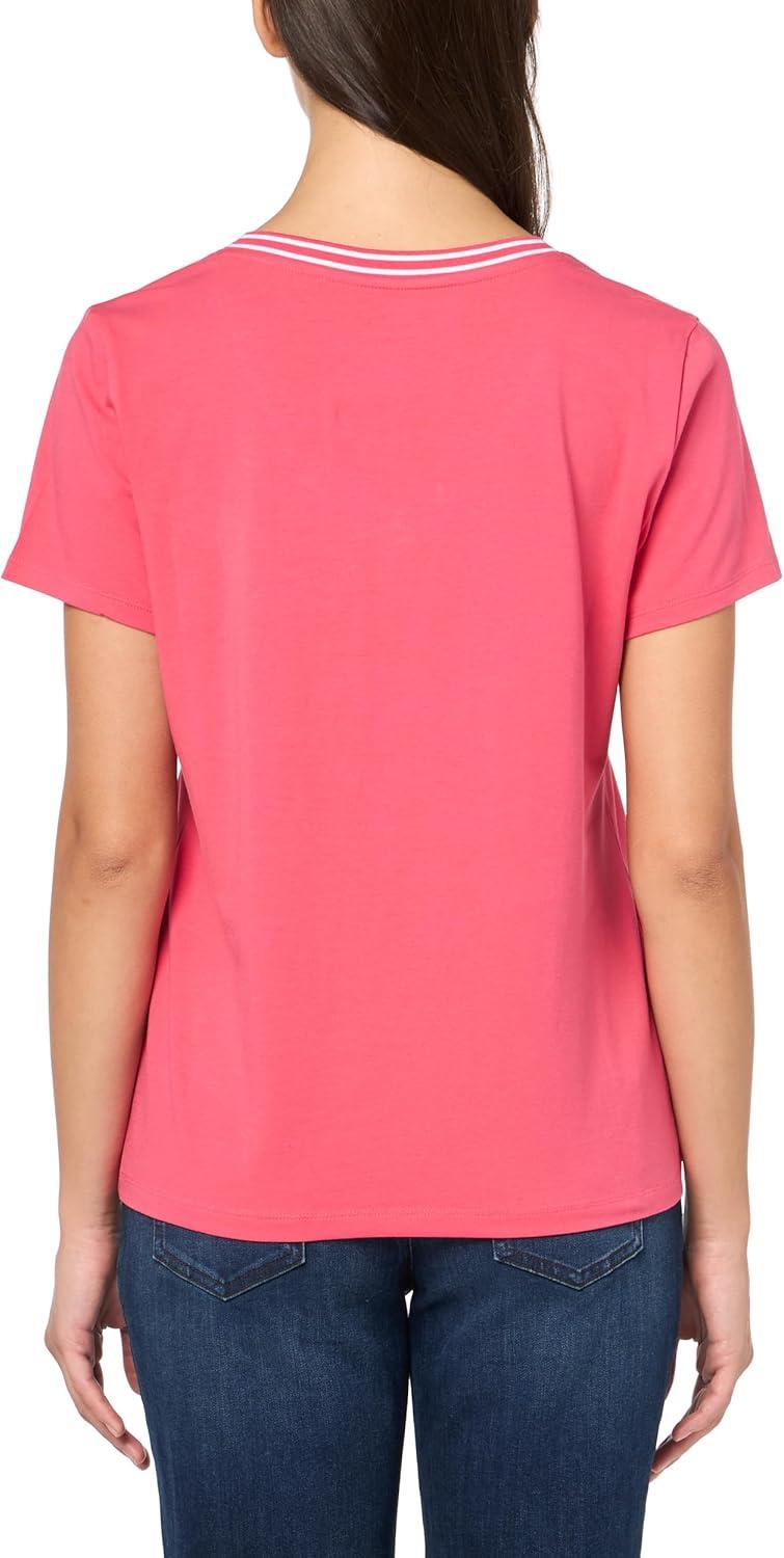 imageNautica Womens Solid VNeck Short Sleeve TShirtRosette