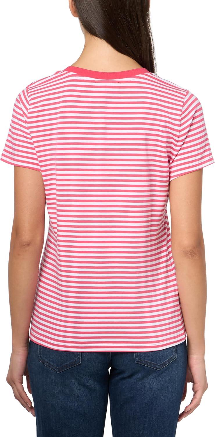 imageNautica Womens Solid VNeck Short Sleeve TShirtRosetteBright White