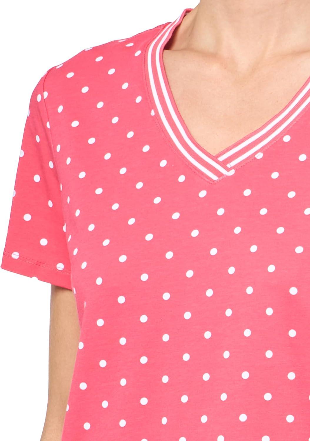 imageNautica Womens Solid VNeck Short Sleeve TShirtRougeBright White
