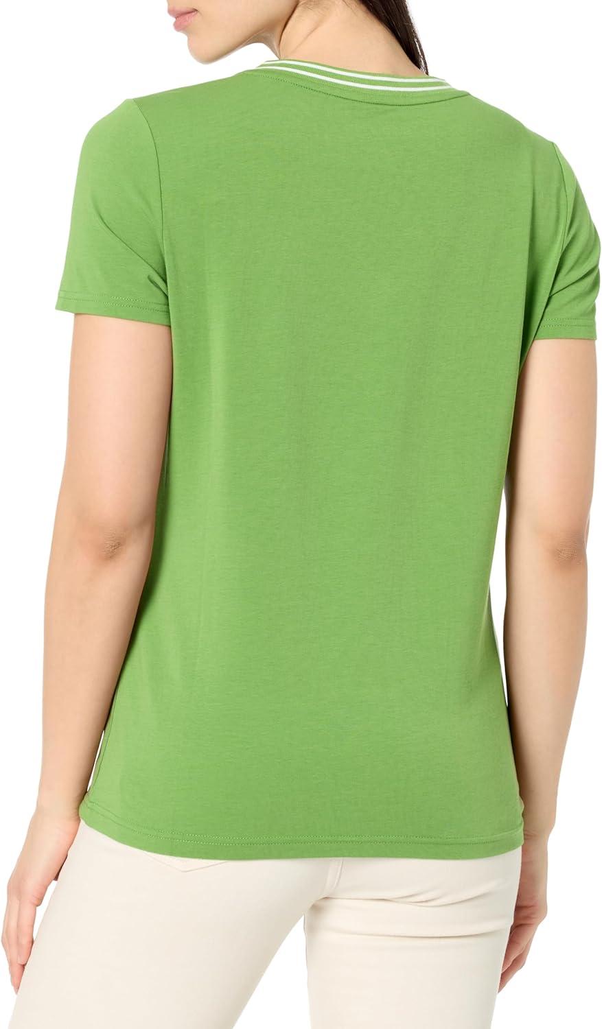 imageNautica Womens Solid VNeck Short Sleeve TShirtSalted Lime