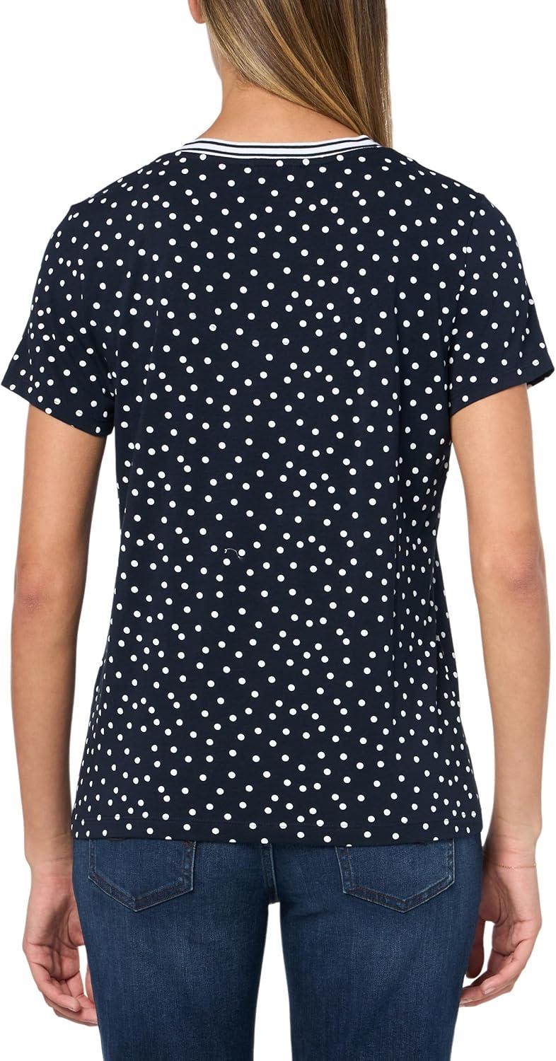 imageNautica Womens Solid VNeck Short Sleeve TShirtSky CaptainBright White