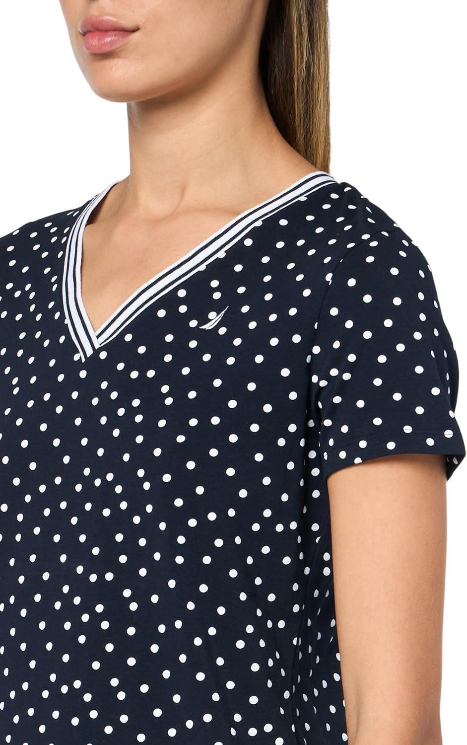 imageNautica Womens Solid VNeck Short Sleeve TShirtSky CaptainBright White