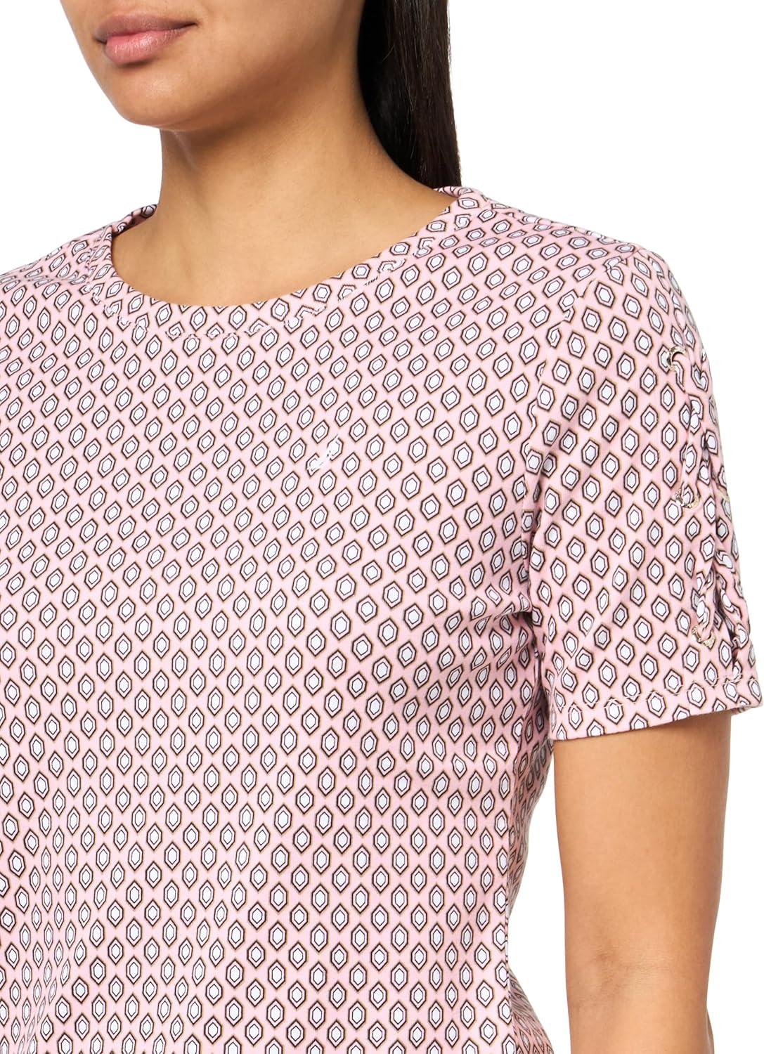 imageNautica Womens TShirt Cotton Crewneck with Laceup Sleeve DetailTaffy Pink Multi