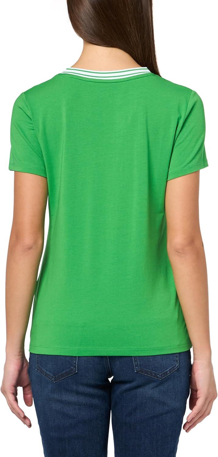 imageNautica Womens Tipped Short Sleeve VNeck Shirt New Leaf Small