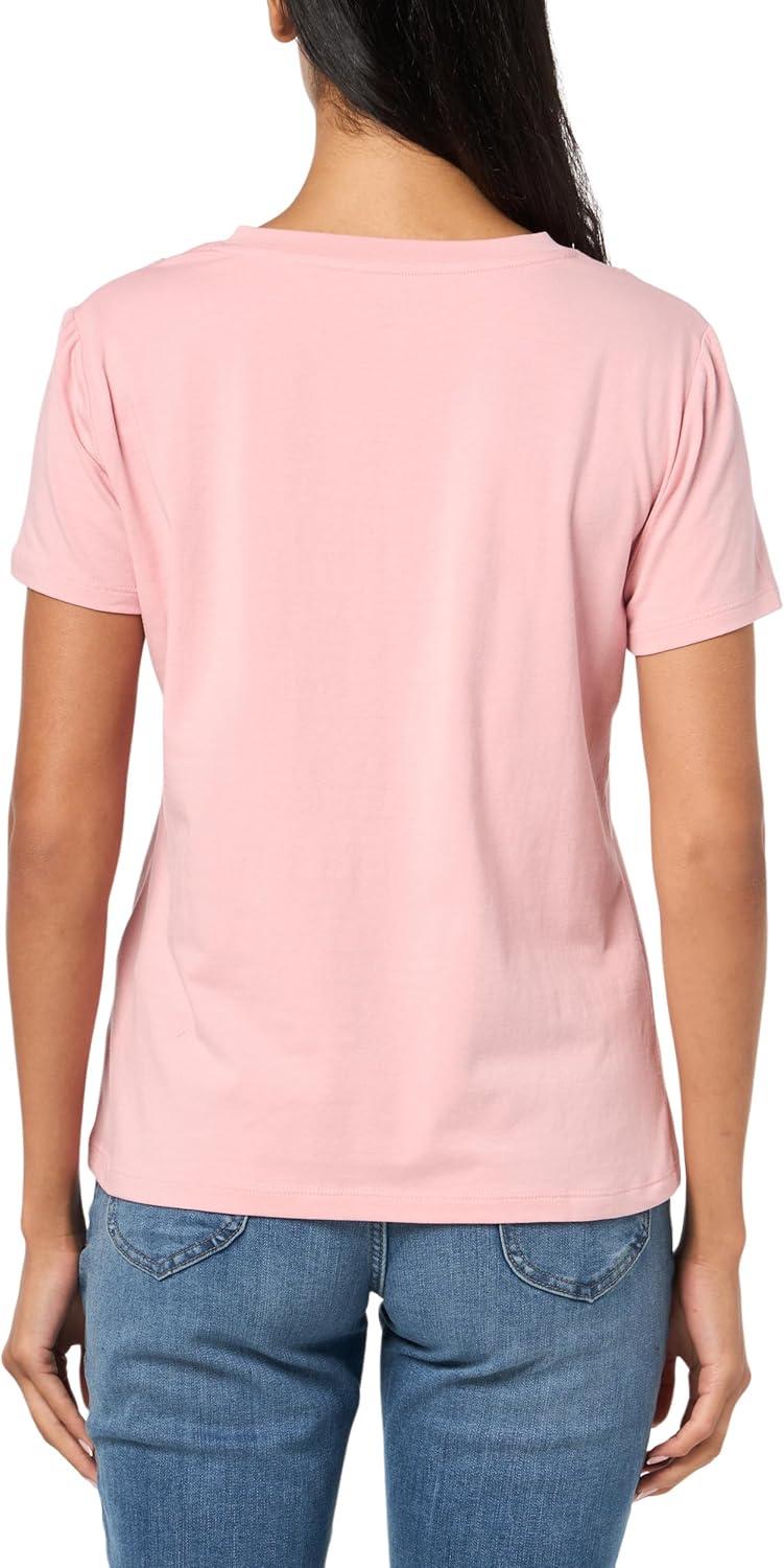imageNautica Womens V Neck Solid Short Sleeve Shirt with LaceBridal Rose