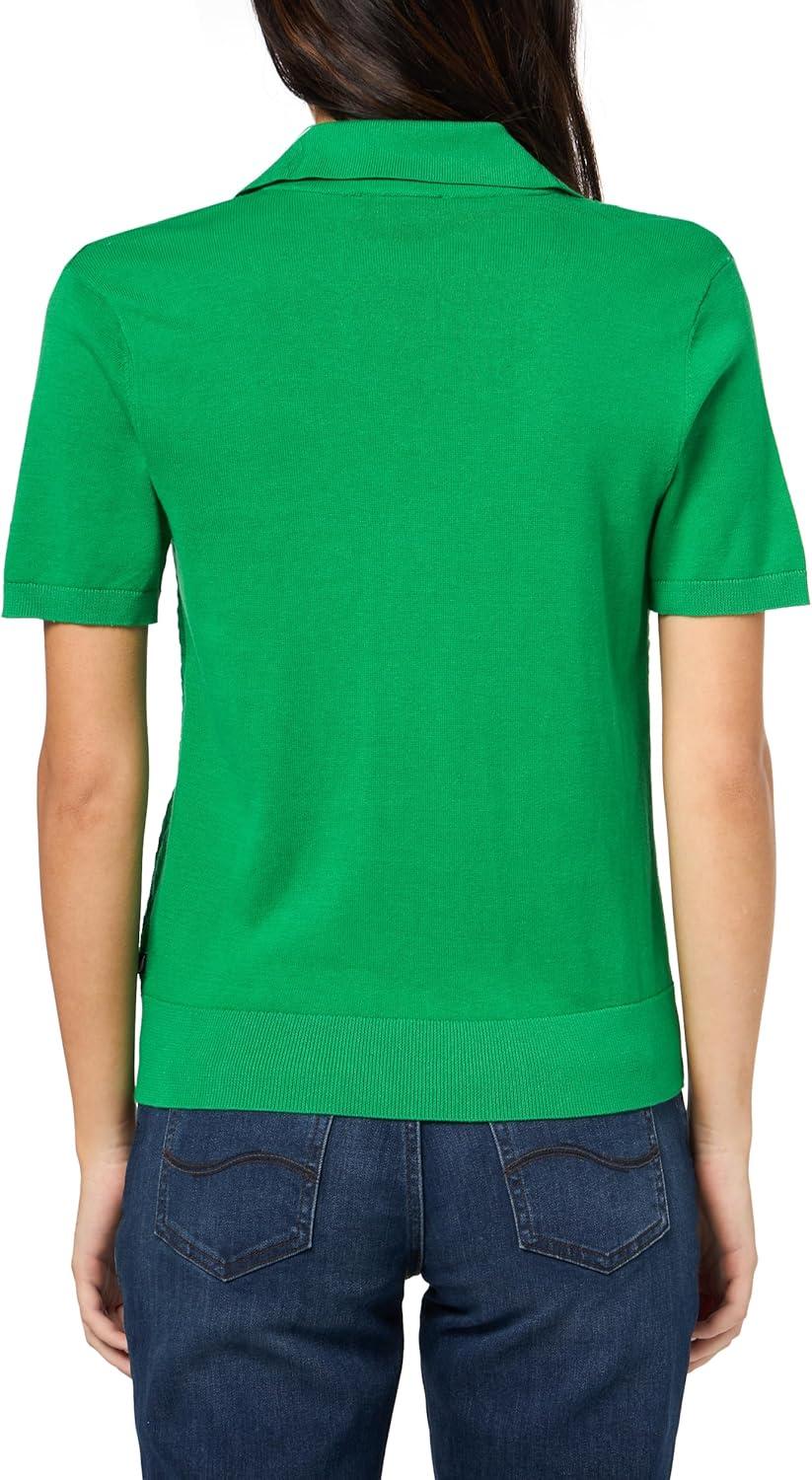 imageNautica Womens VNeck Cable Polo Long SleeveFern