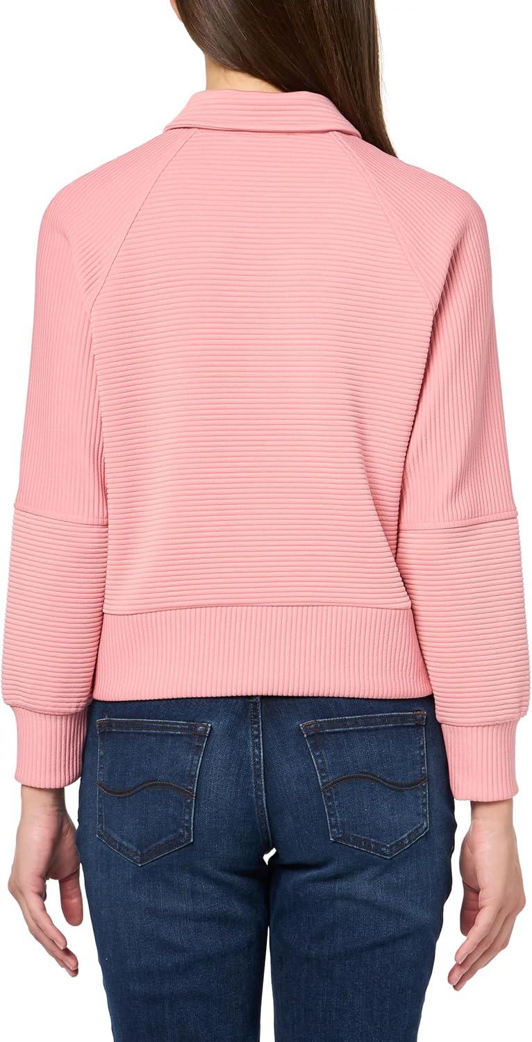 imageNautica Womens Zipper Collared Ribbed Pullover SweatshirtBridal Rose
