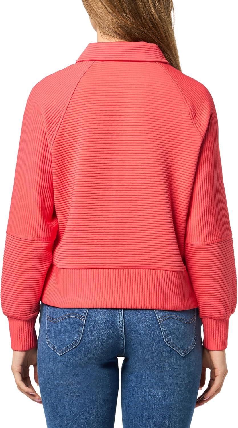 imageNautica Womens Zipper Collared Ribbed Pullover SweatshirtCoralie