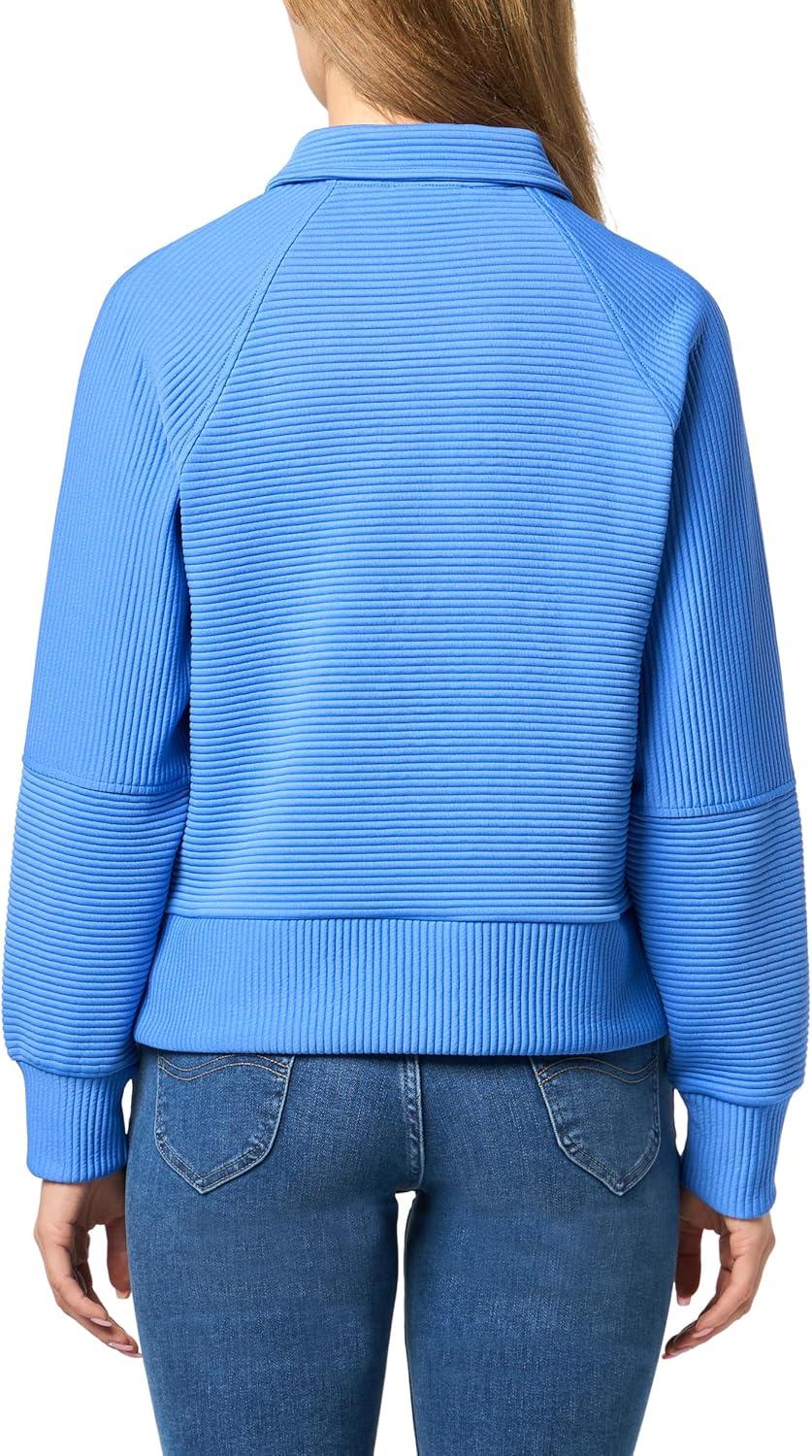 imageNautica Womens Zipper Collared Ribbed Pullover SweatshirtFrench Blue