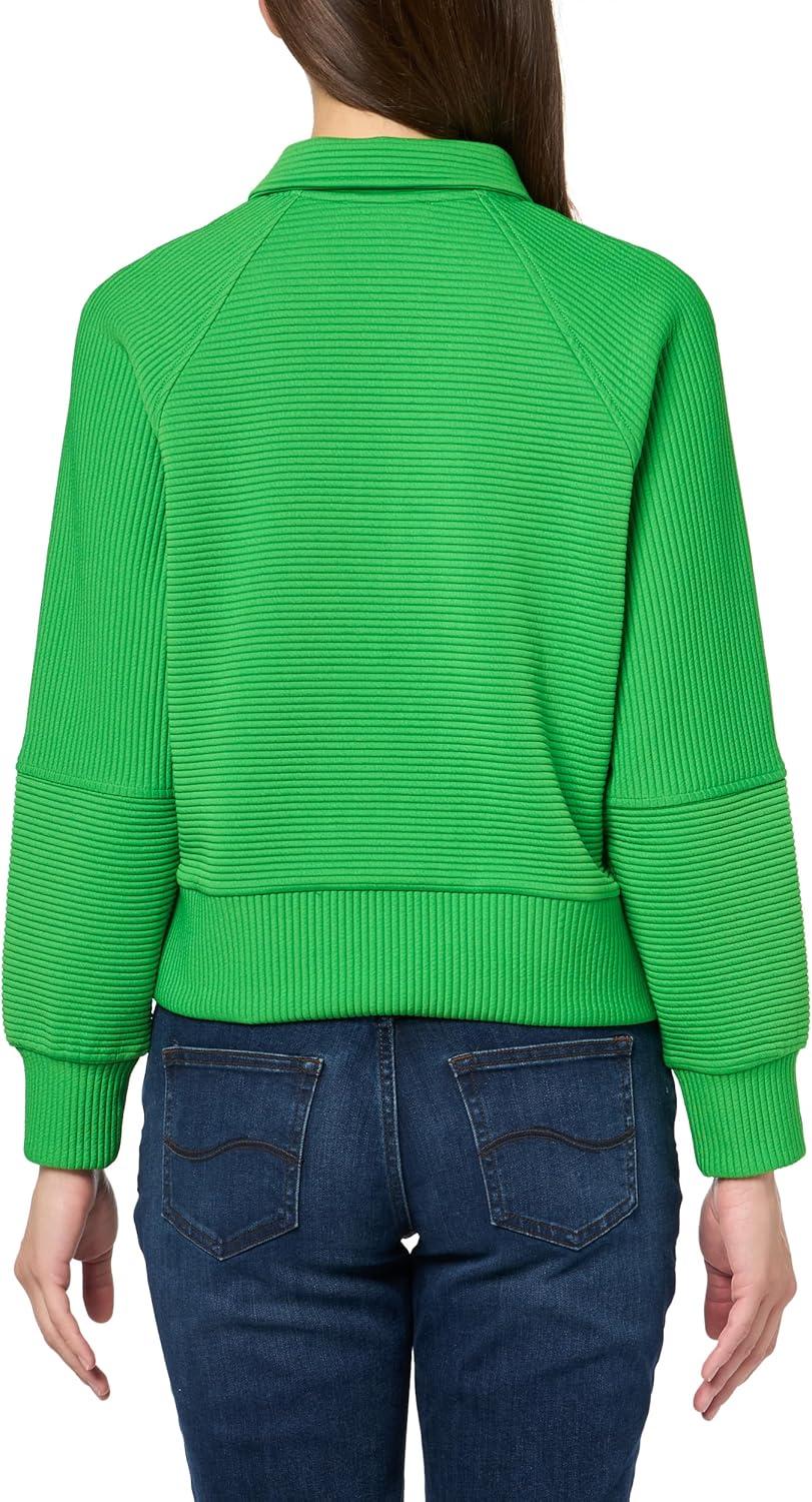 imageNautica Womens Zipper Collared Ribbed Pullover SweatshirtNew Leaf