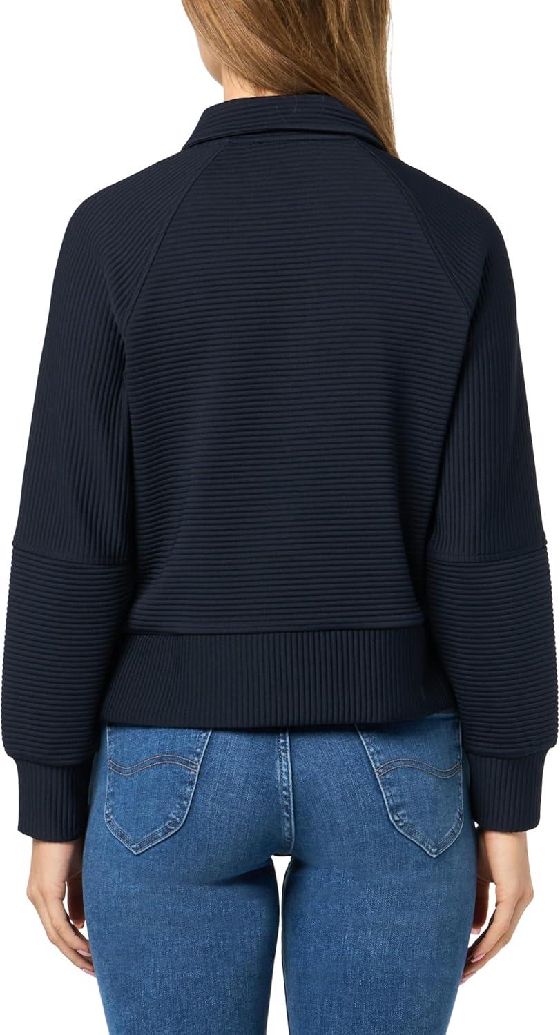 imageNautica Womens Zipper Collared Ribbed Pullover SweatshirtNight Sky