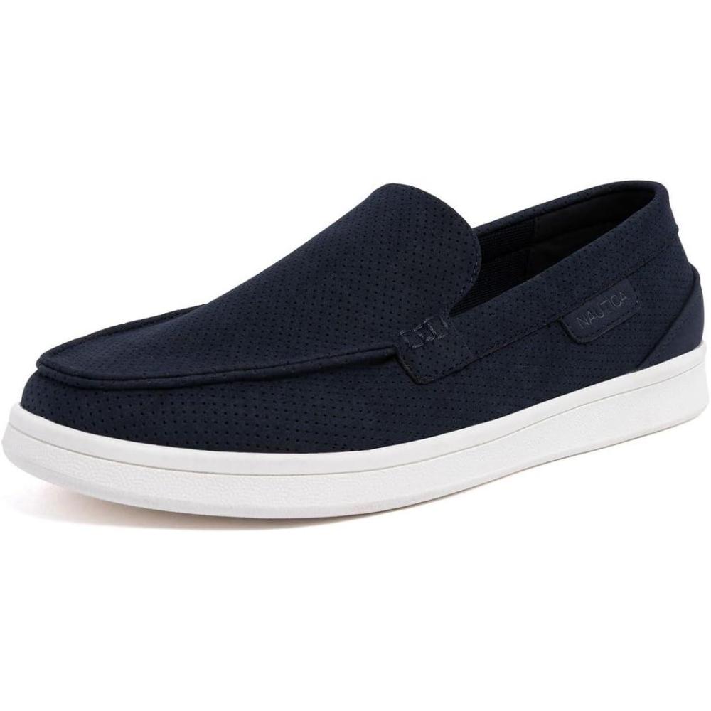 imageNautica Mens SlipOn Loafers Casual Moc Toe Sneakers Boat Shoes Slipper for Men Lightweight amp Comfortable DerwinNavy Perforated