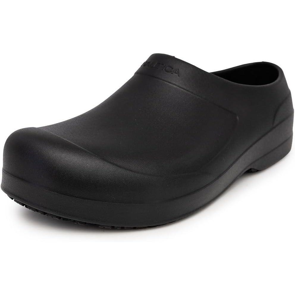 imageNautica Women Men Work Clogs Slides Slip Resistant Quick Drying Kitchen Shoes Cushioned Sandals with Arch SupportBlack