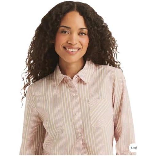 imageNautica Womens Button Front Long Sleeve Roll Tab Shirt