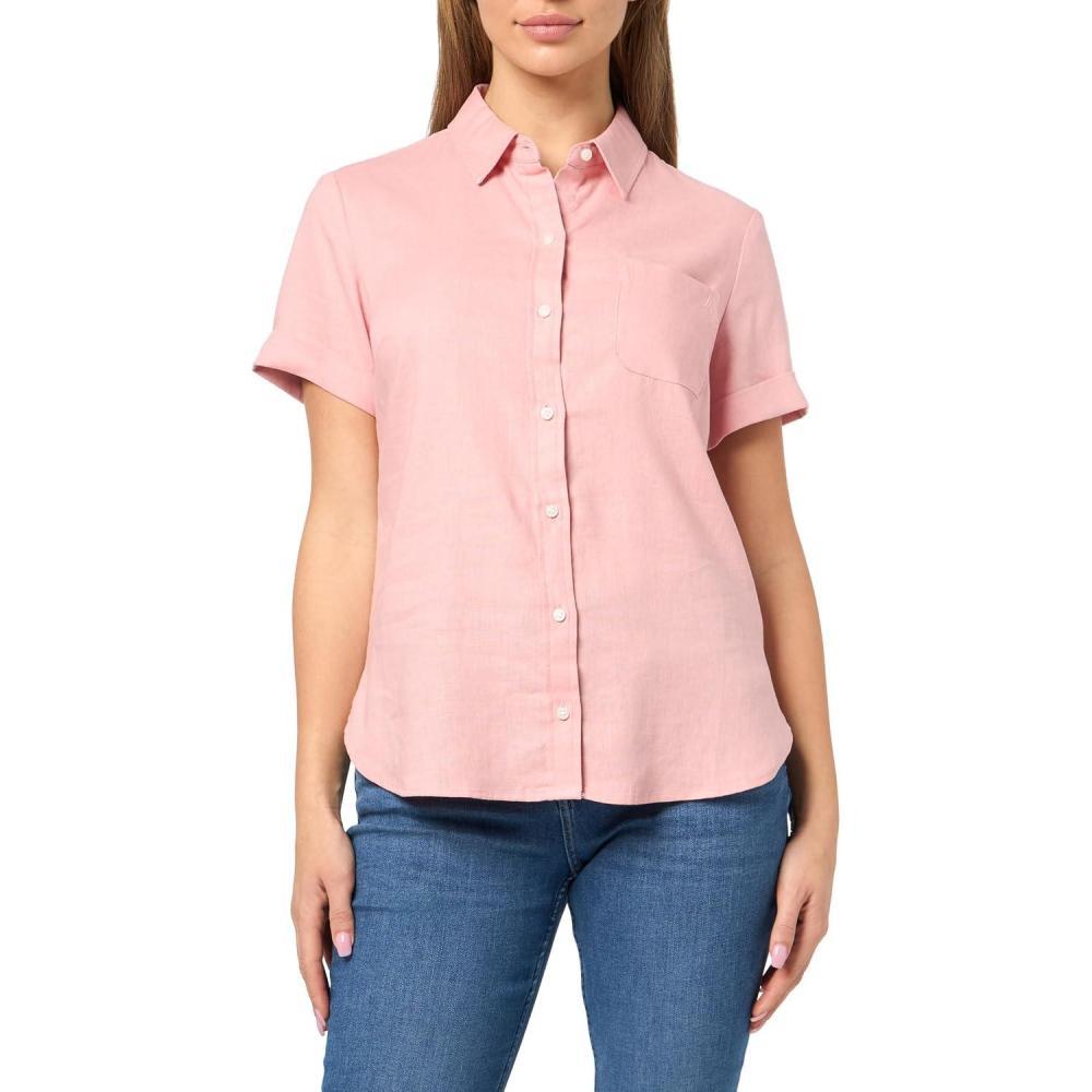imageNautica Womens Button Front Short Sleeve Camp ShirtBridal Rose