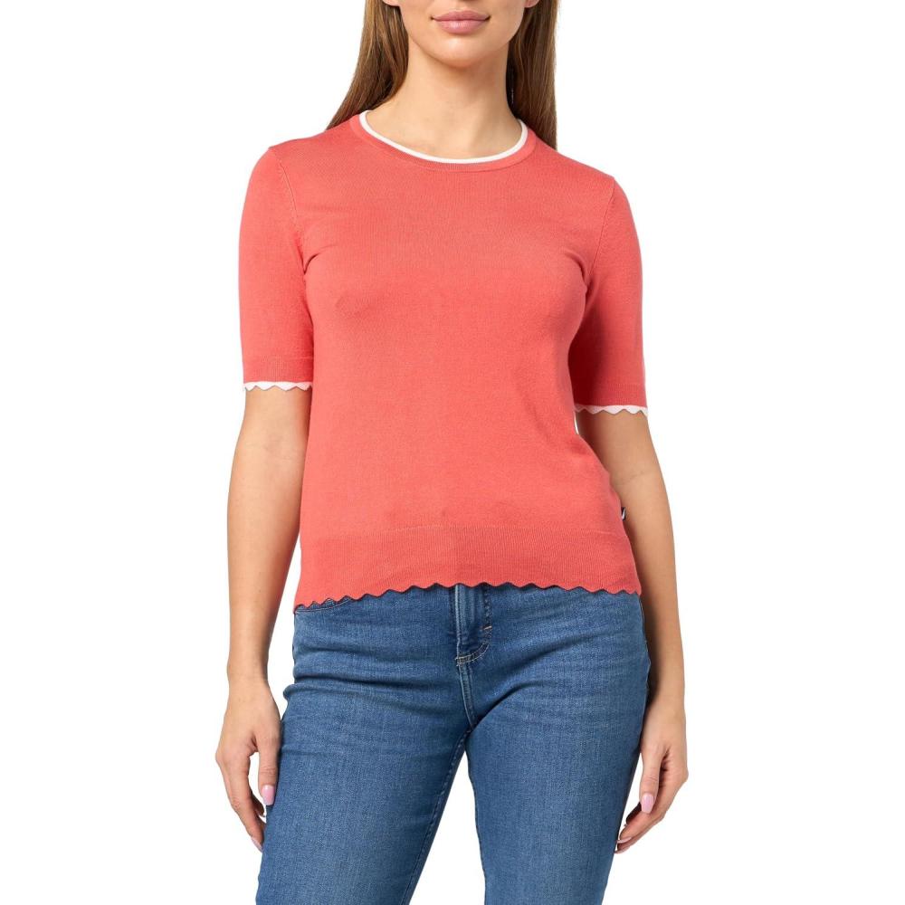 imageNautica Womens Crew Neck Solid Short Sleeve SweaterCoralieBright White