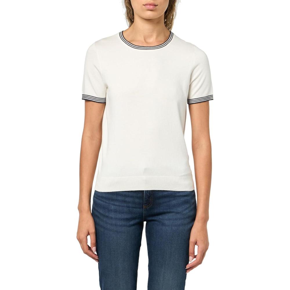 imageNautica Womens Crew Neck Solid Short Sleeve SweaterIvory Sky Captain