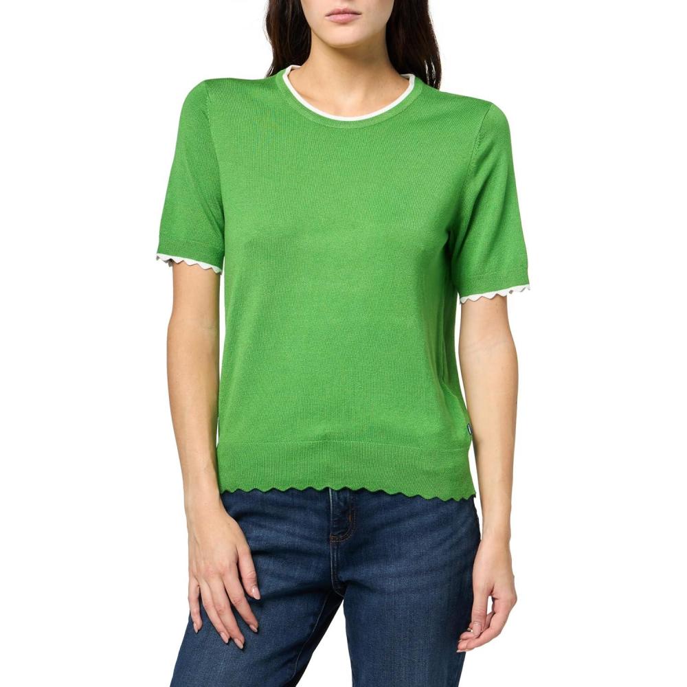 imageNautica Womens Crew Neck Solid Short Sleeve SweaterNew LeafBright White