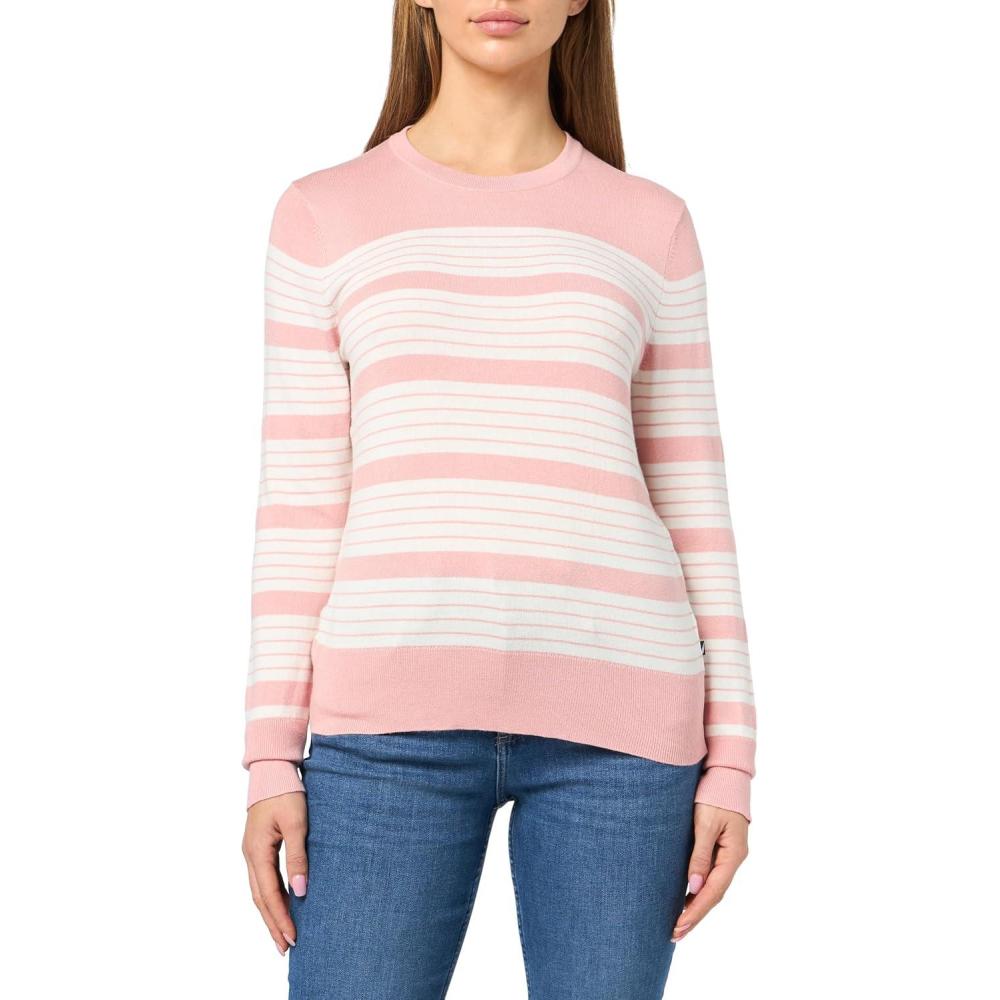 imageNautica Womens Crewneck Stripe Long Sleeve Crewneck SweaterBridal Rose Multi