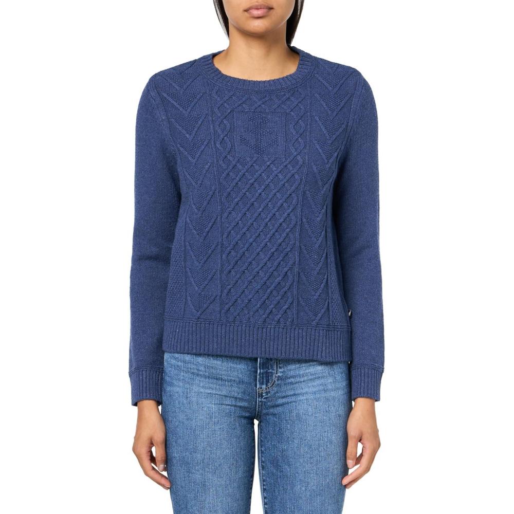 imageNautica Womens Long Sleeve Anchor Crewneck SweaterDenim Heather